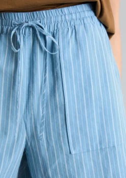 Gestreifte Shorts regular aus Leinen-Baumwolle-Mix