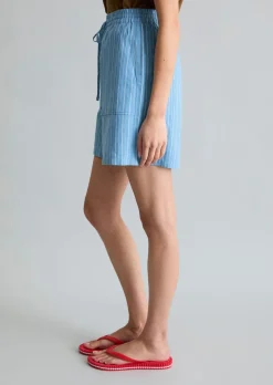 Gestreifte Shorts regular aus Leinen-Baumwolle-Mix