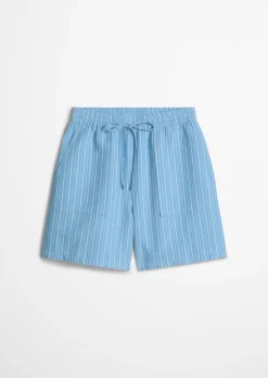 Gestreifte Shorts regular aus Leinen-Baumwolle-Mix