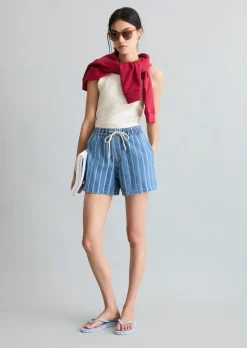 Gestreifte Shorts relaxed aus reiner Bio-Baumwolle