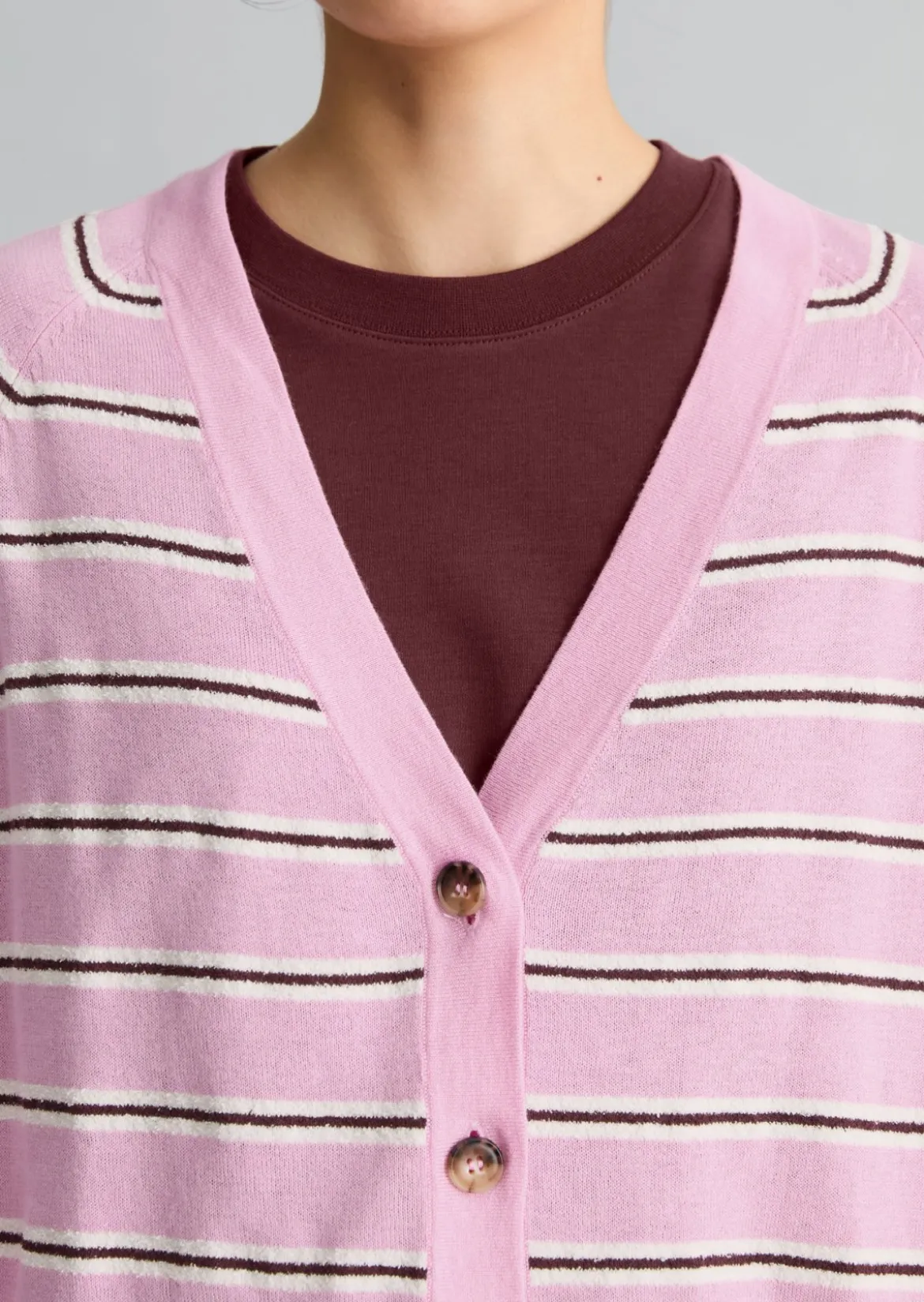Gestreifter Cardigan regular aus Organic-Cotton-Modal-Mix