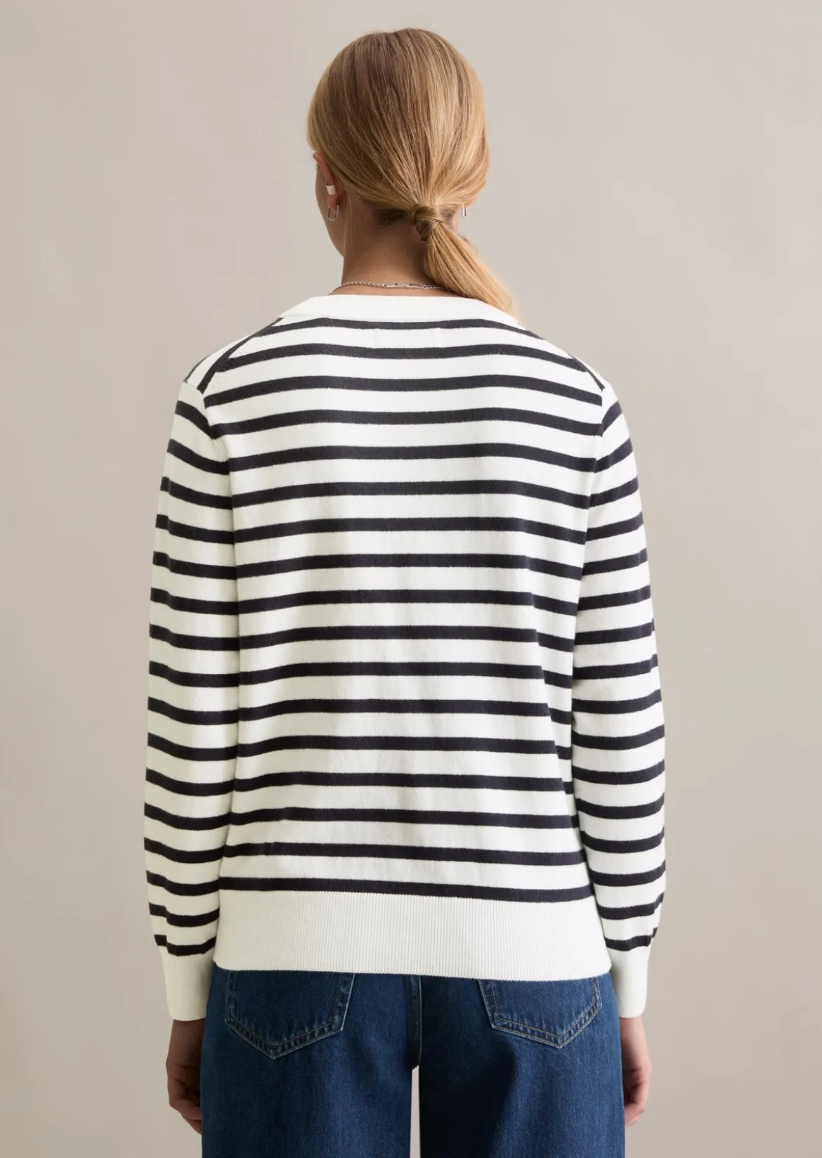 Gestreifter Pullover regular aus Soft Cotton Stretch