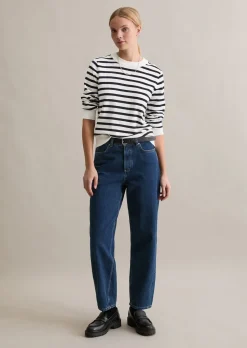Gestreifter Pullover regular aus Soft Cotton Stretch