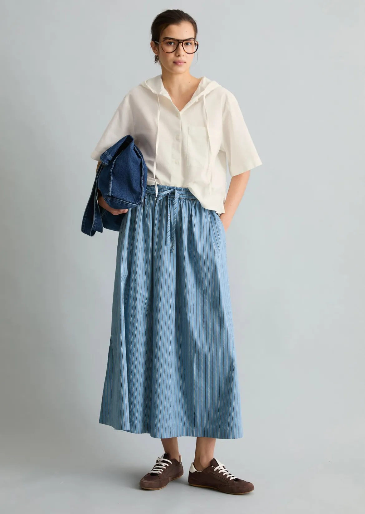 Gestreifter Rock regular aus Organic Cotton Lyocell-Mix
