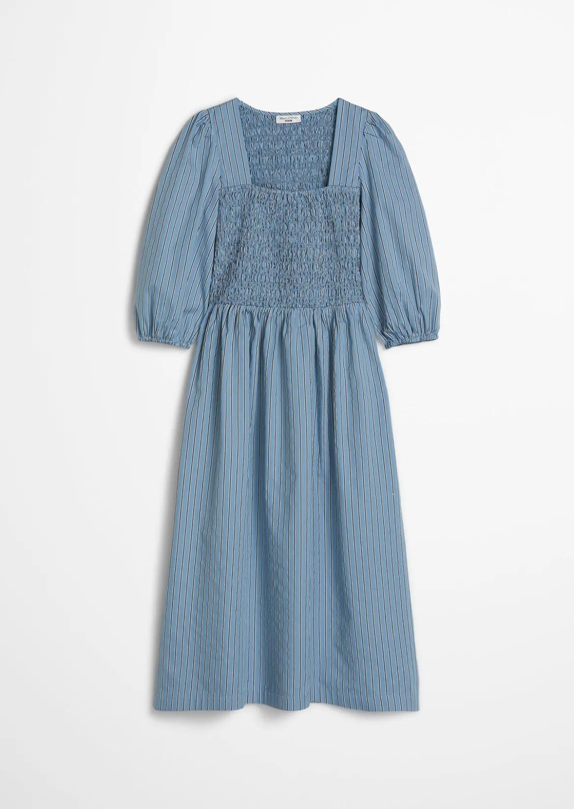 Gestreiftes Kleid mit gesmoktem Oberteil
