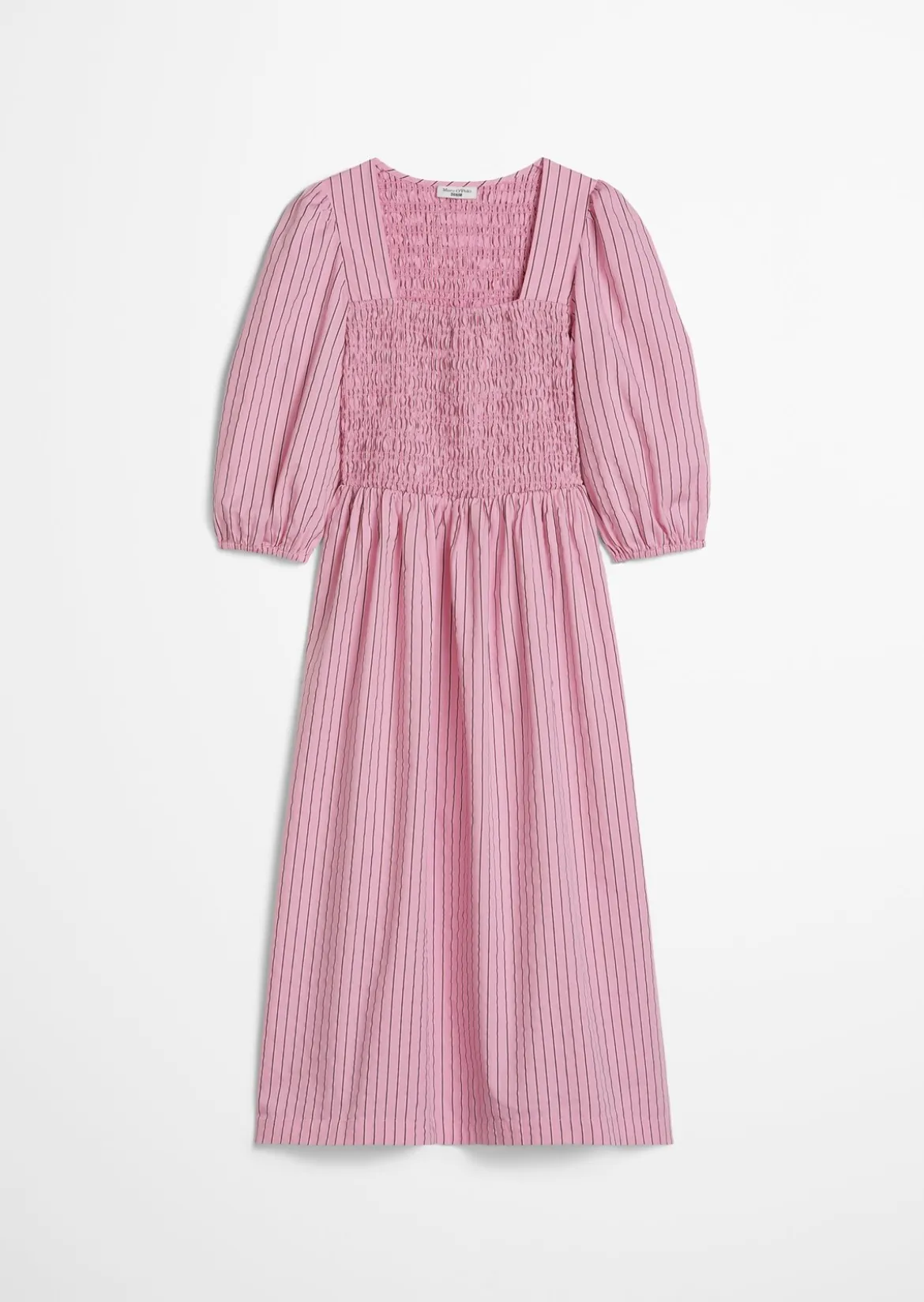 Gestreiftes Kleid mit gesmoktem Oberteil
