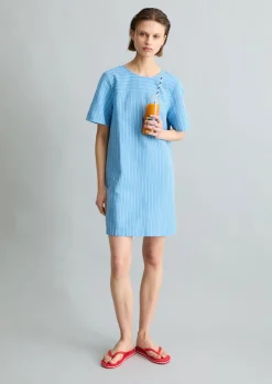 Gestreiftes Kleid relaxed aus Leinen-Baumwolle-Mix