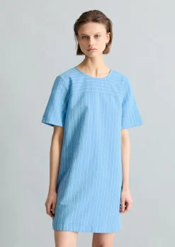 Gestreiftes Kleid relaxed aus Leinen-Baumwolle-Mix