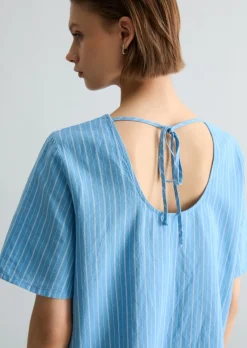 Gestreiftes Kleid relaxed aus Leinen-Baumwolle-Mix