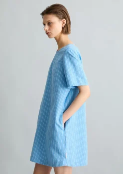Gestreiftes Kleid relaxed aus Leinen-Baumwolle-Mix