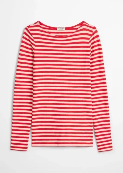 Gestreiftes Longsleeve regular aus Organic Cotton Slub Jersey