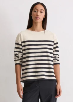Gestreiftes Longsleeve relaxed aus garngefärbtem Heavy-Slub-Jersey