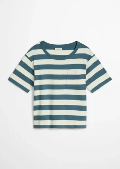 Gestreiftes T-Shirt loose aus weichem Single Jersey