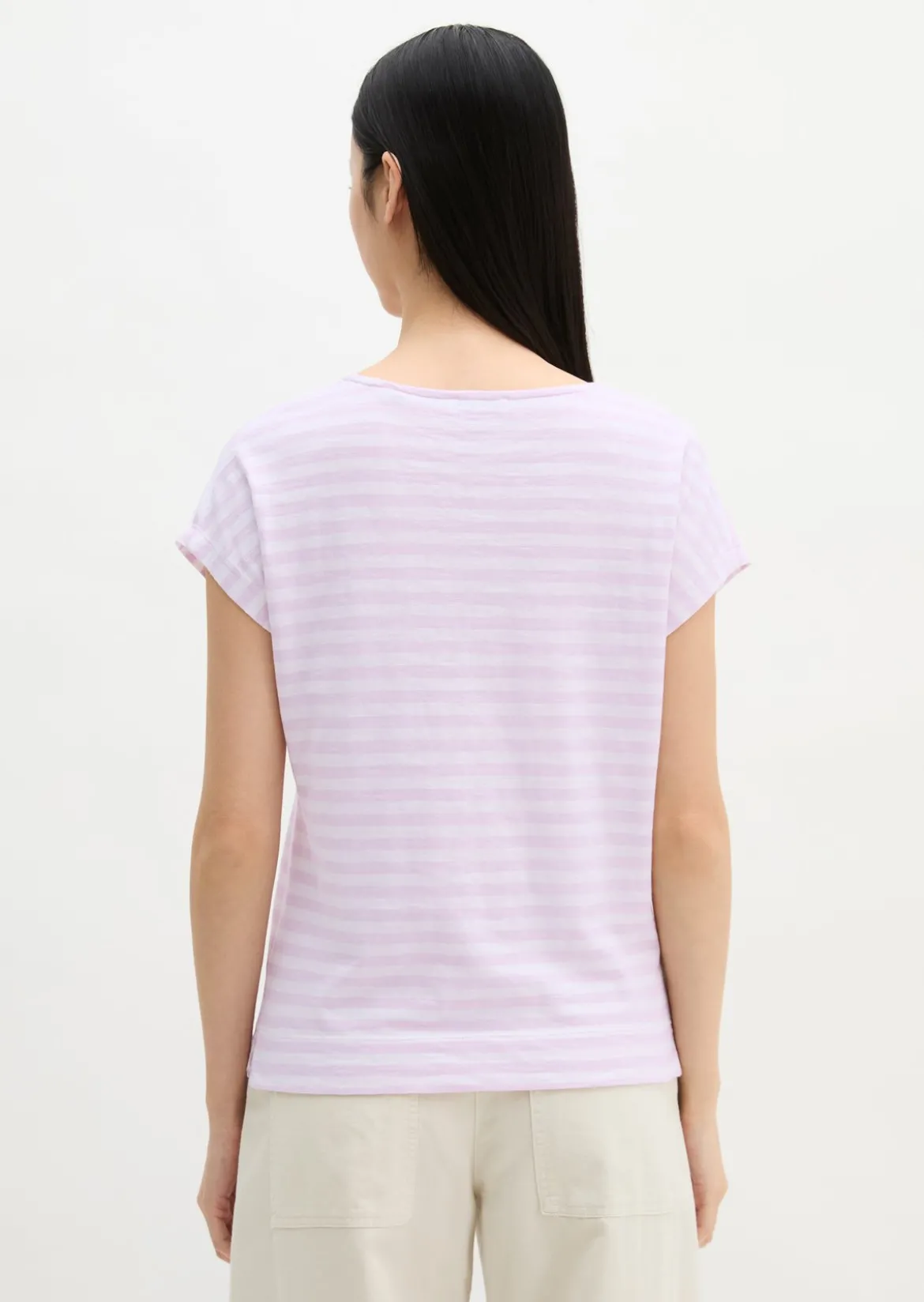 Gestreiftes T-Shirt regular aus weichem Baumwoll-Slub-Jersey