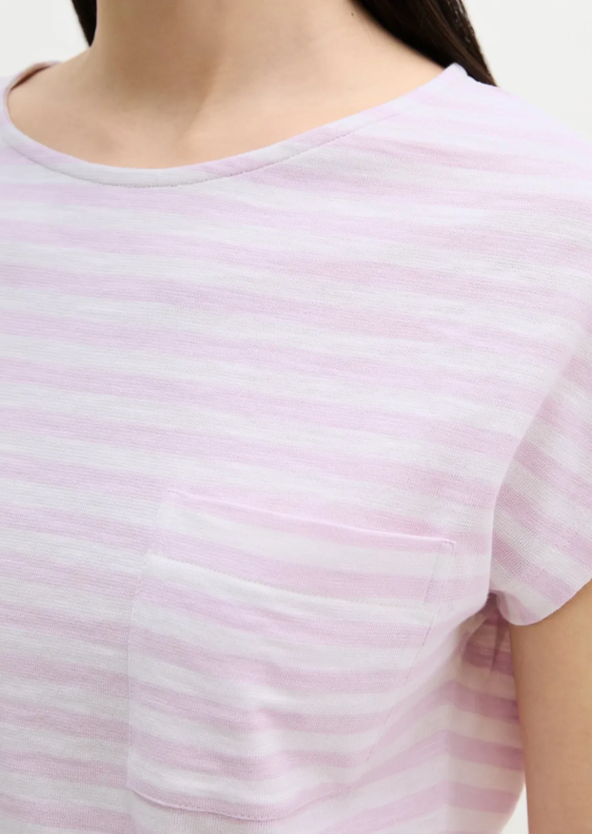 Gestreiftes T-Shirt regular aus weichem Baumwoll-Slub-Jersey