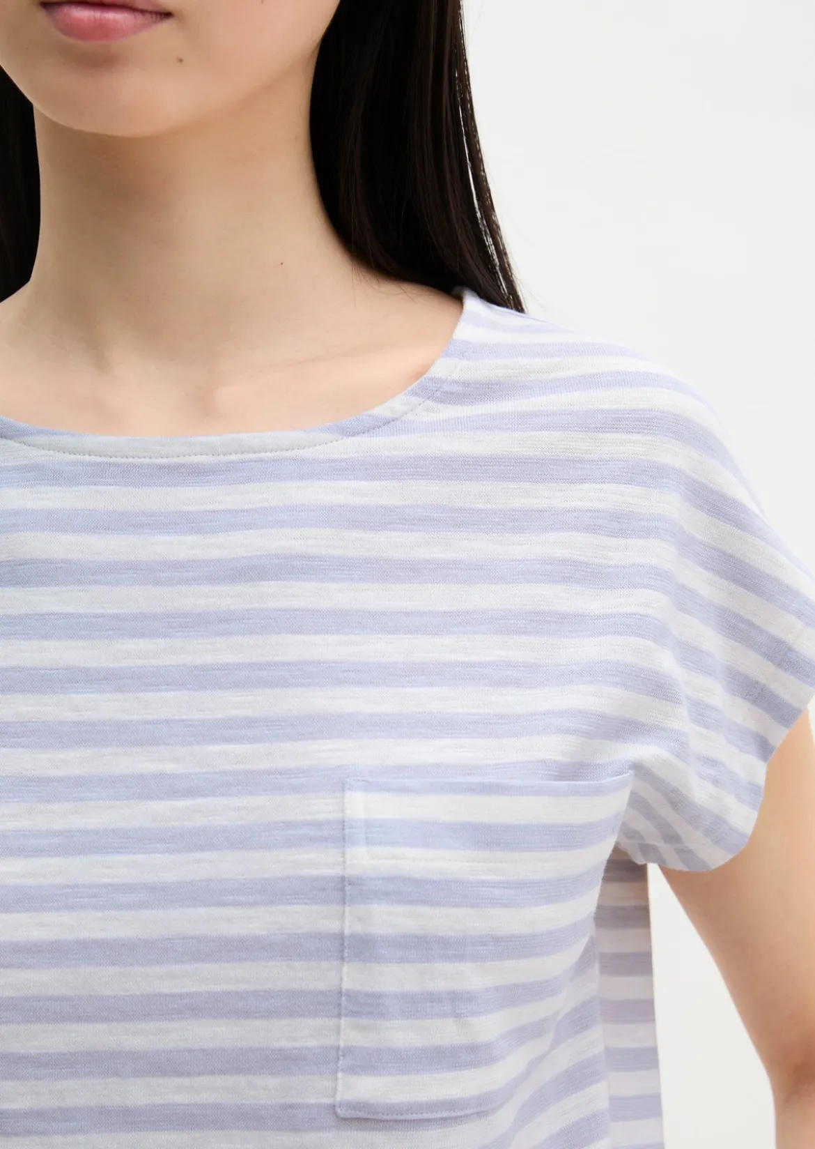 Gestreiftes T-Shirt regular aus weichem Baumwoll-Slub-Jersey