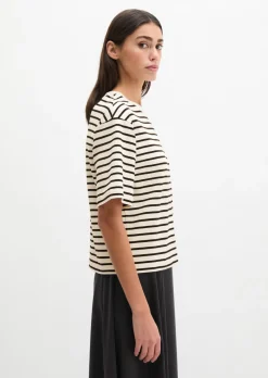 Gestreiftes T-Shirt relaxed aus Light Interlock-Jersey