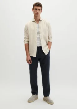 Haifischkragen-Hemd shaped aus feinem Leinen-Chambray