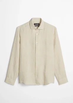 Haifischkragen-Hemd shaped aus feinem Leinen-Chambray