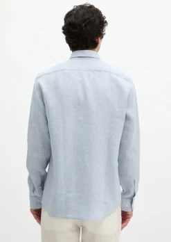 Haifischkragen-Hemd shaped aus feinem Leinen-Chambray