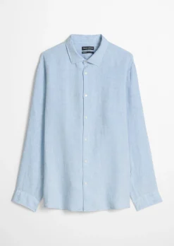 Haifischkragen-Hemd shaped aus feinem Leinen-Chambray
