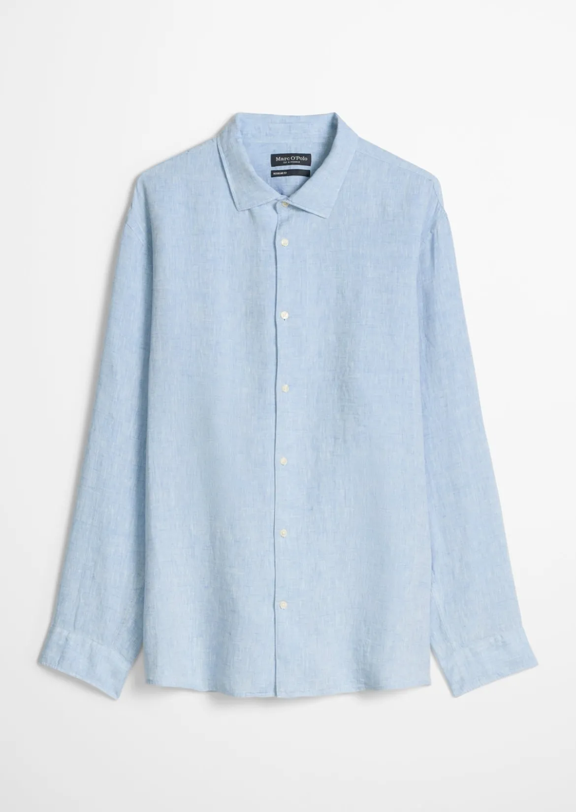 Haifischkragen-Hemd shaped aus feinem Leinen-Chambray