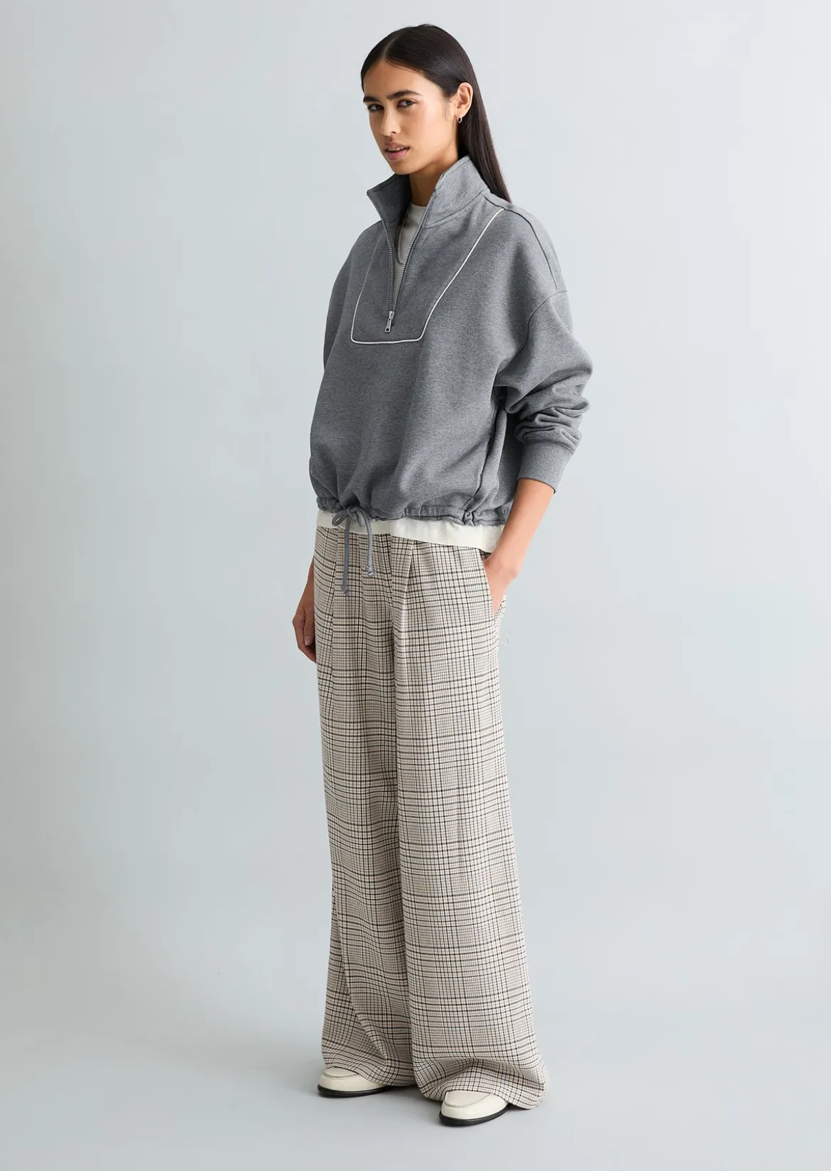 Half-Zip-Sweatshirt relaxed aus weichem Organic-Cotton-Mix