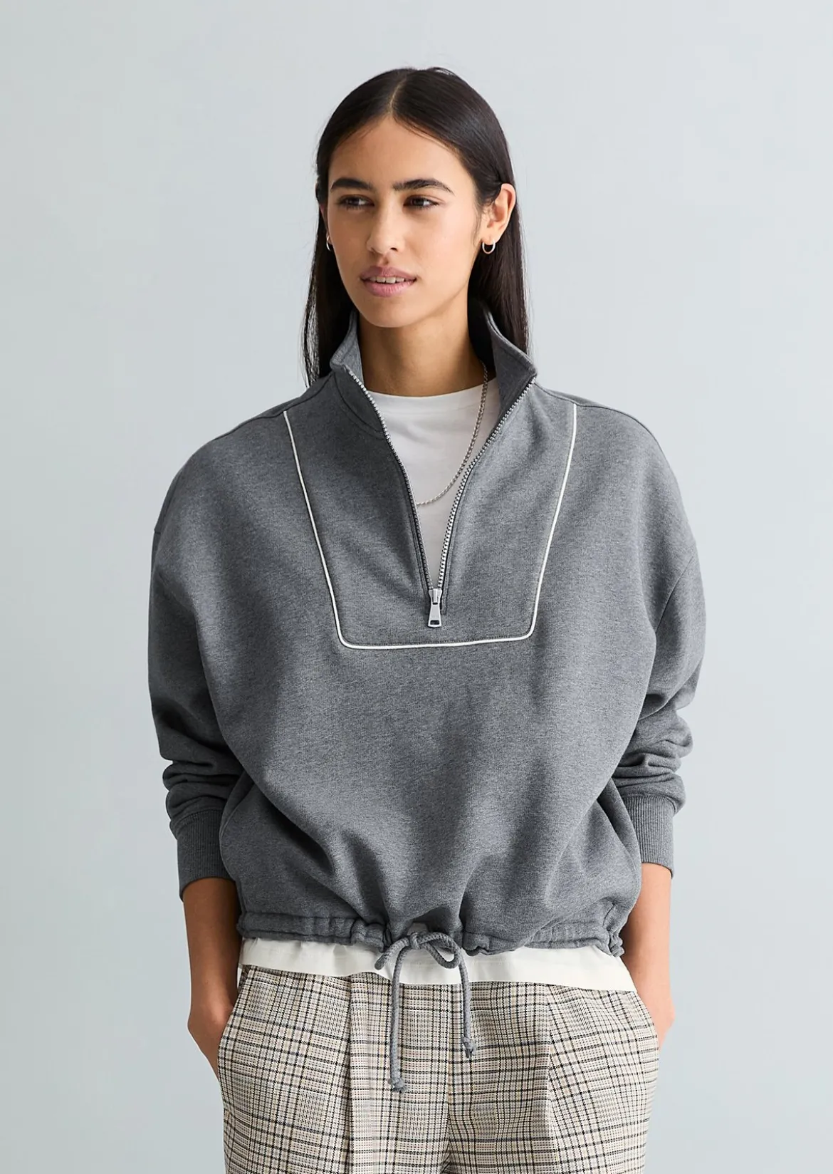 Half-Zip-Sweatshirt relaxed aus weichem Organic-Cotton-Mix