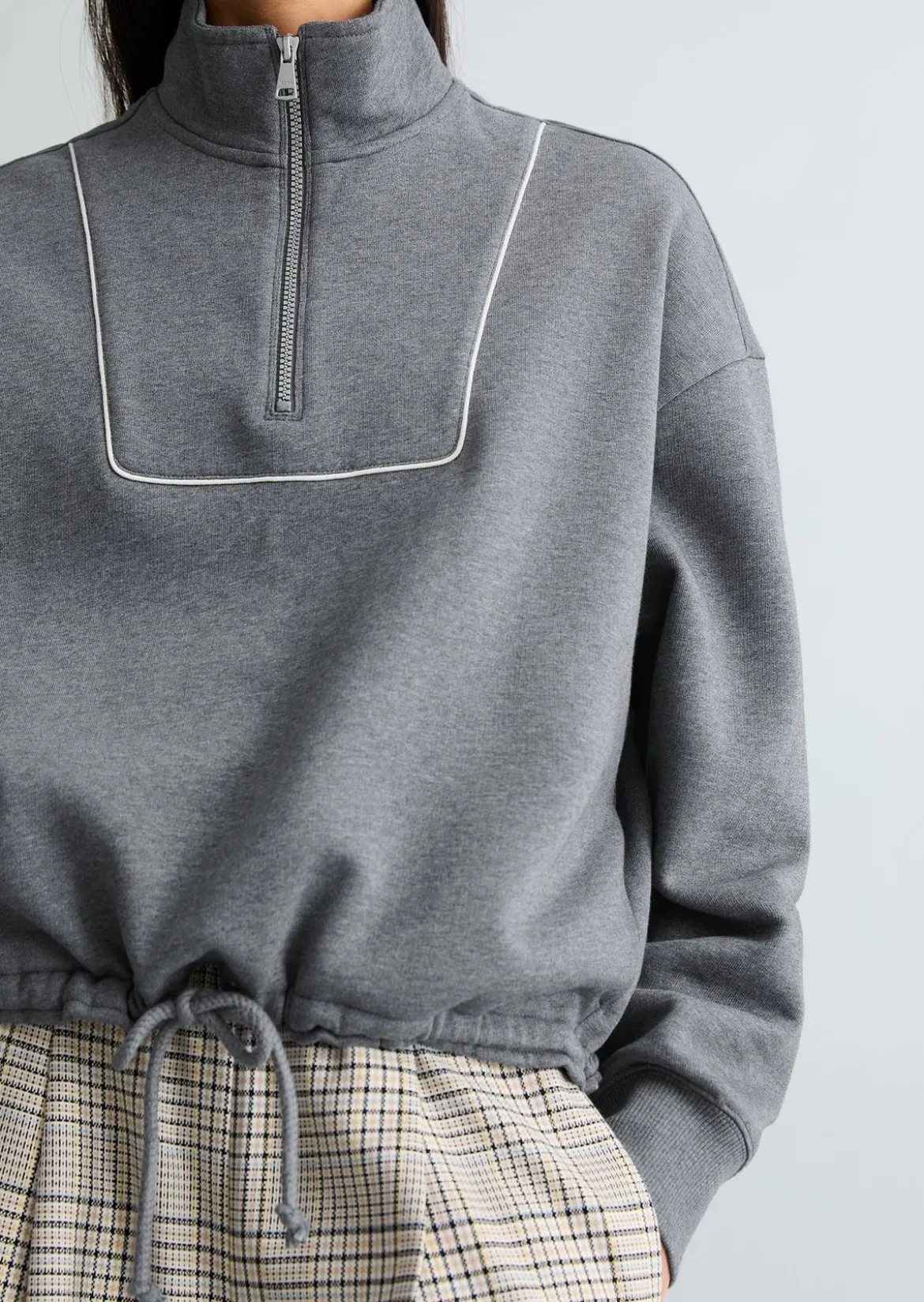 Half-Zip-Sweatshirt relaxed aus weichem Organic-Cotton-Mix