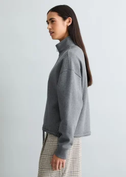 Half-Zip-Sweatshirt relaxed aus weichem Organic-Cotton-Mix