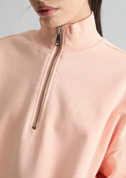 Half-Zip-Sweatshirt relaxed in Garment Dye-Qualität