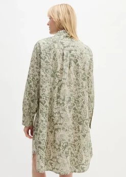 Hemdblusenkleid relaxed aus Papertouch-Popeline mit Allover-Print