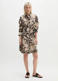 Hemdblusenkleid relaxed aus Papertouch-Popeline mit Allover-Print