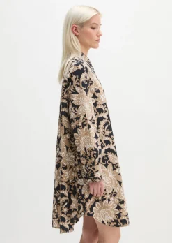 Hemdblusenkleid relaxed aus Papertouch-Popeline mit Allover-Print