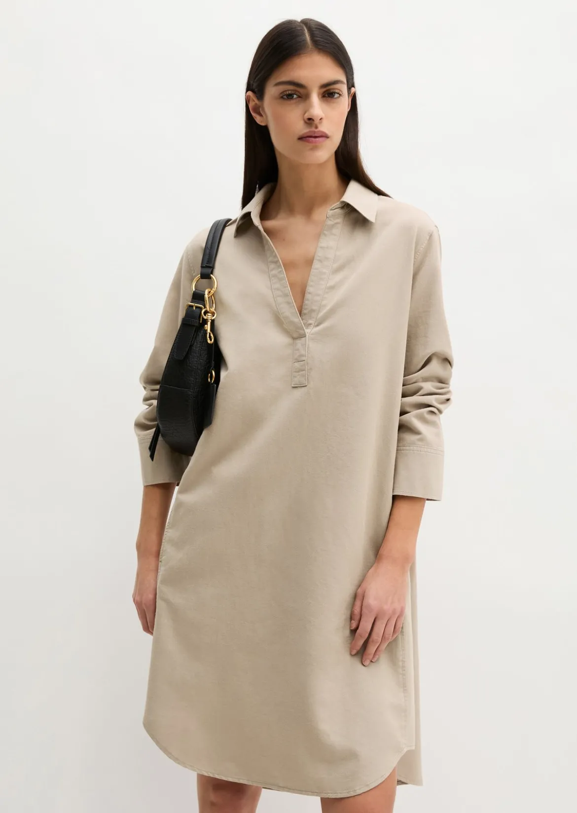 Hemdblusenkleid relaxed aus Organic-Cotton-Lyocell-Leinen-Mix