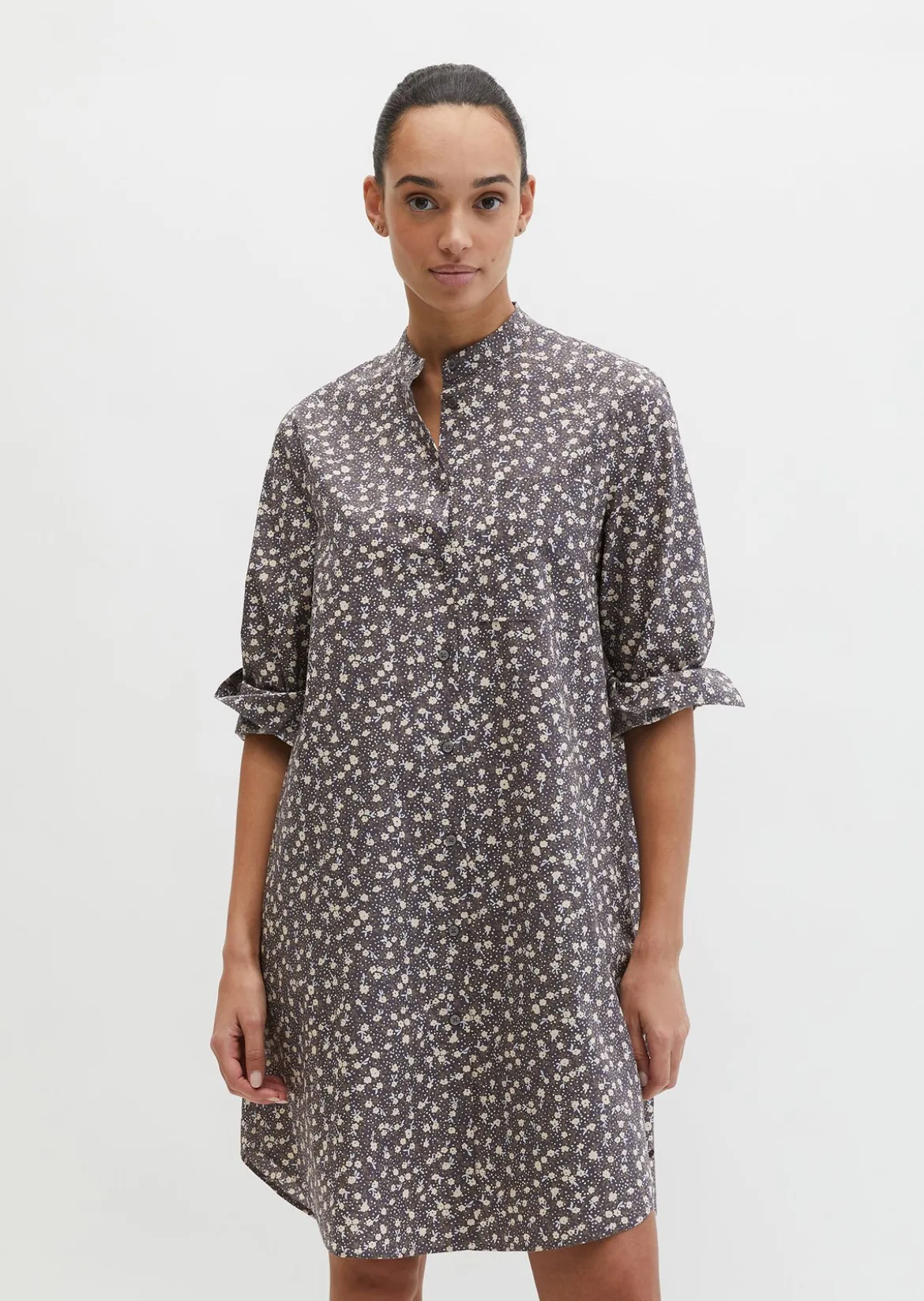 Hemdblusenkleid relaxed aus Papertouch-Popeline
