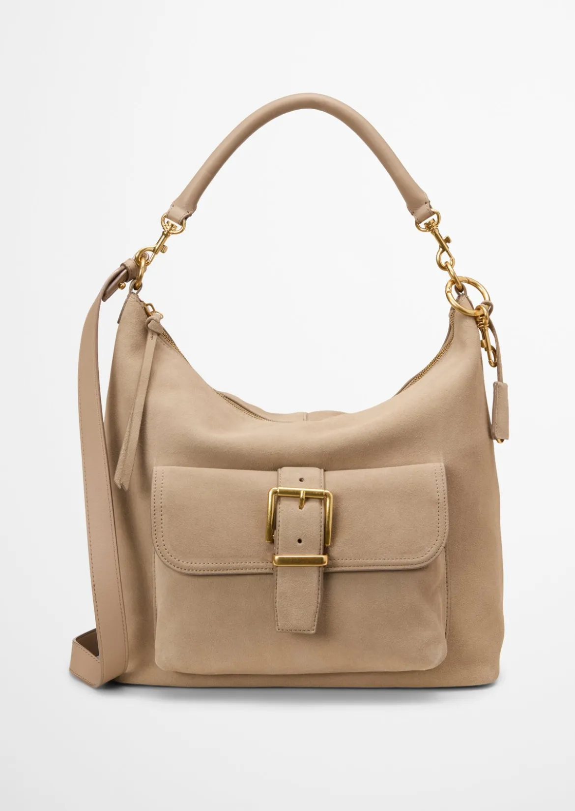 Hobo Bag aus softem Velours-Rindleder