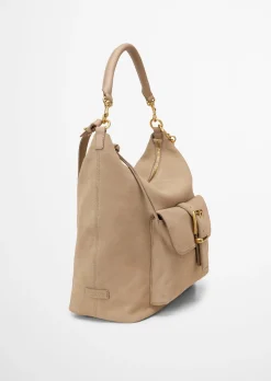 Hobo Bag aus softem Velours-Rindleder