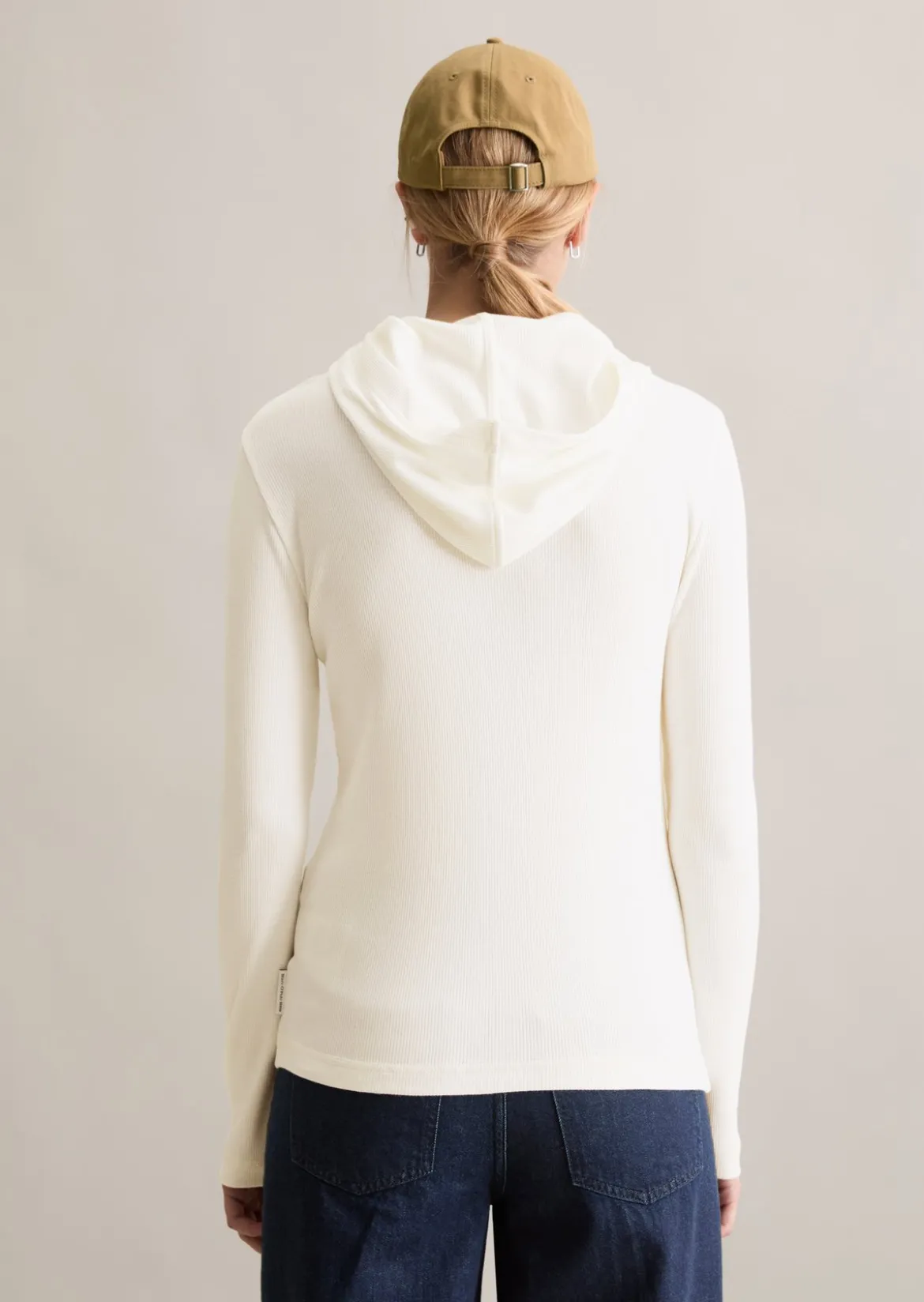 Hoodie-Longsleeve slim aus softem Bio-Baumwolle-Modal-Stretch-Jersey