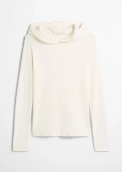 Hoodie-Longsleeve slim aus softem Bio-Baumwolle-Modal-Stretch-Jersey