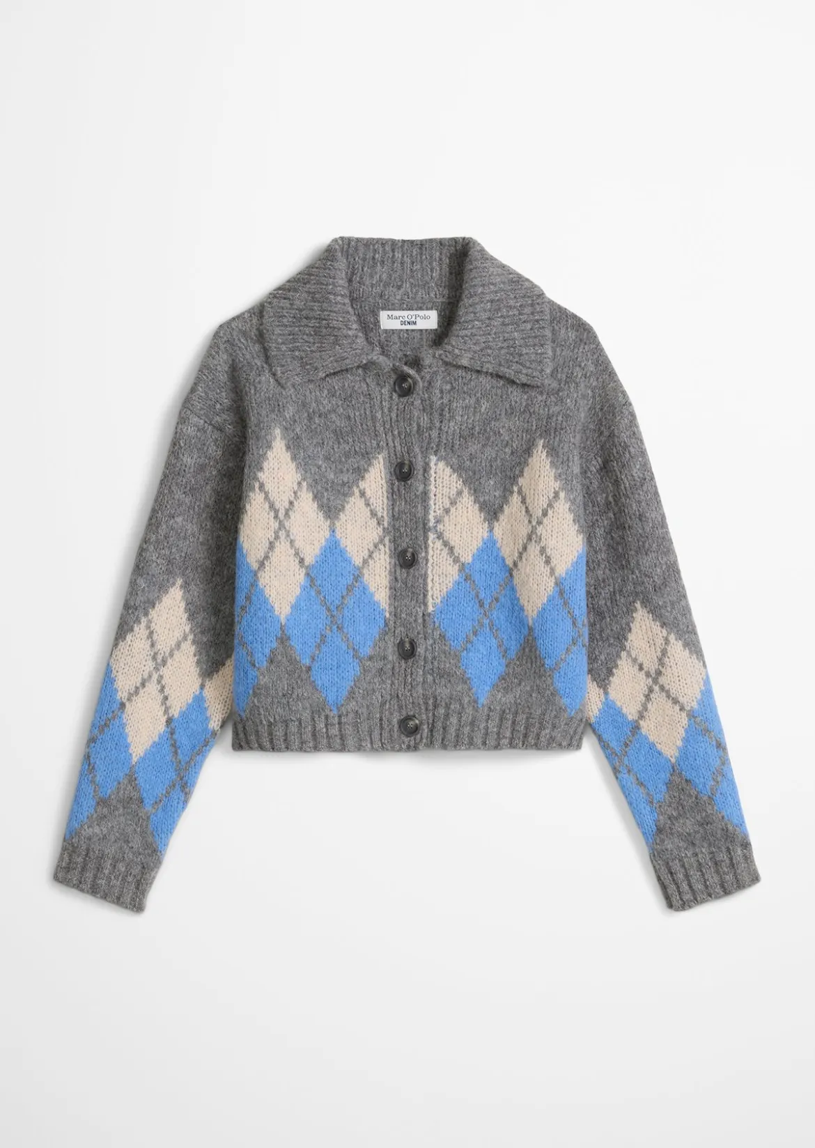 Jacquard-Cardigan cropped mit flauschiger Alpakawolle