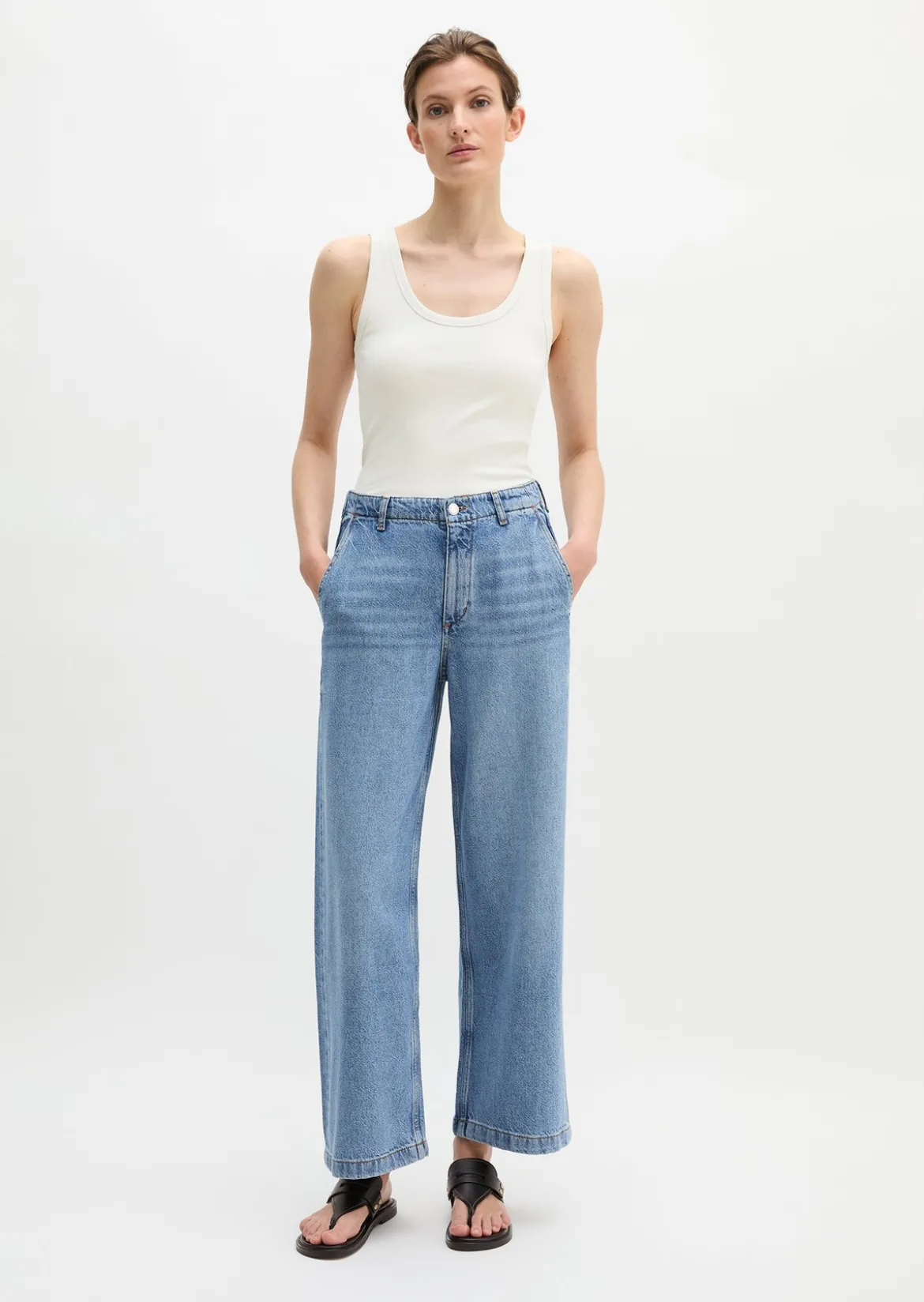Jeans Model Luma wide aus Lyocell-Leinen-Baumwolle-Mix