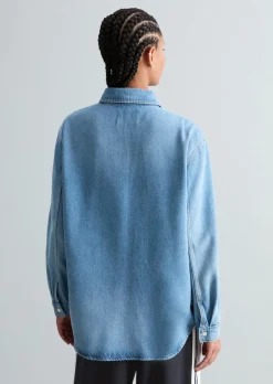 Jeansbluse oversized aus Lyocell-Mix ohne Stretch
