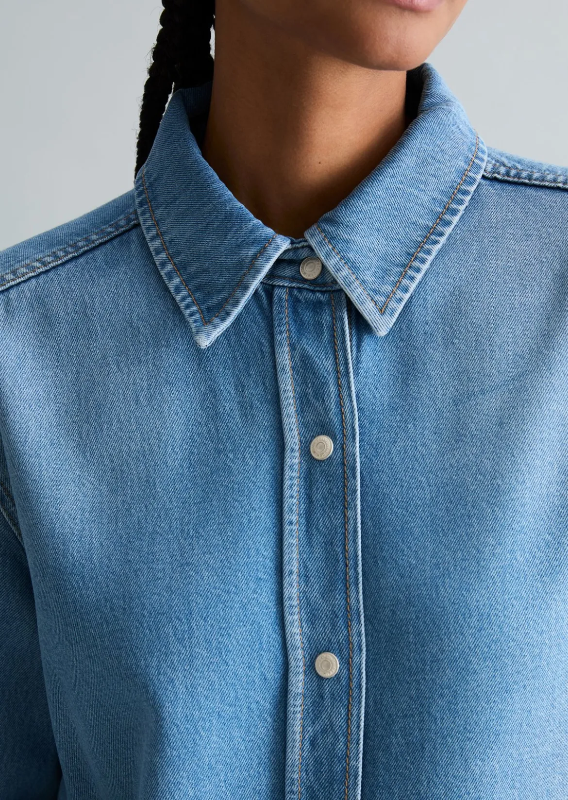 Jeansbluse oversized aus Lyocell-Mix ohne Stretch