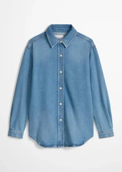 Jeansbluse oversized aus Lyocell-Mix ohne Stretch