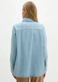 Jeansbluse regular A-Shape aus fließendem Organic Cotton