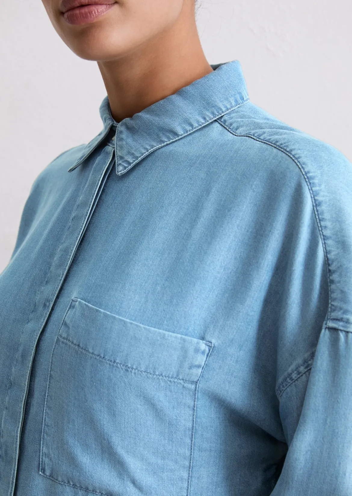 Jeansbluse regular aus TENCEL™ Lyocell