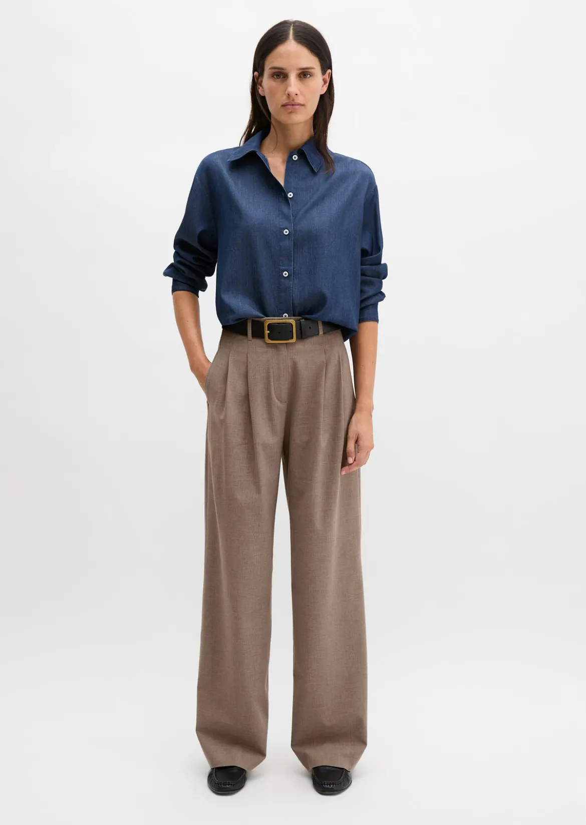 Jeansbluse regular aus TENCEL™ Lyocell-Baumwolle-Mix