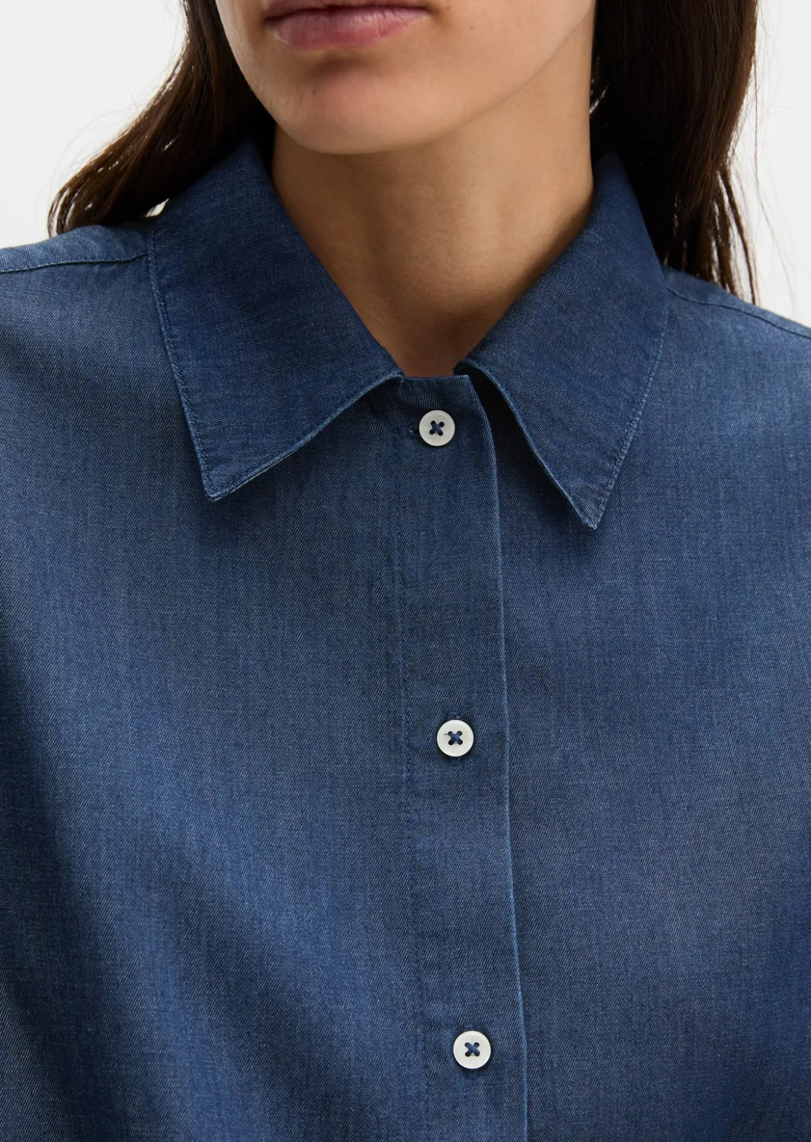 Jeansbluse regular aus TENCEL™ Lyocell-Baumwolle-Mix
