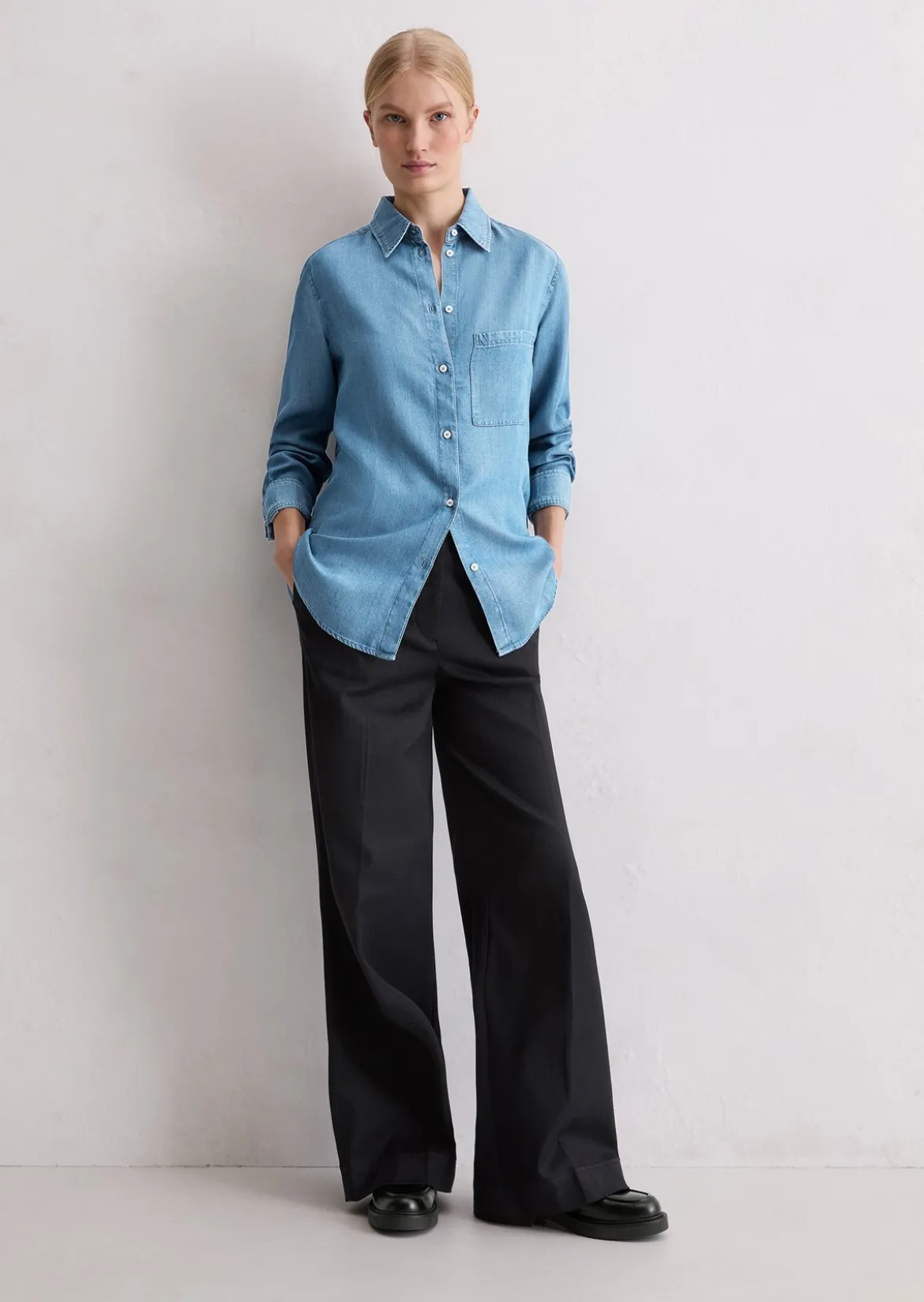 Jeansbluse regular aus TENCEL™ Lyocell